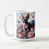 Mooie Sphynx Kat & Bloemen Koffiemok (Links)