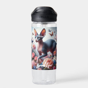 Mooie Sphynx Kat & Bloemen Waterfles