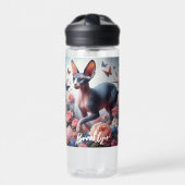 Mooie Sphynx Kat & Bloemen Waterfles (Voorkant)