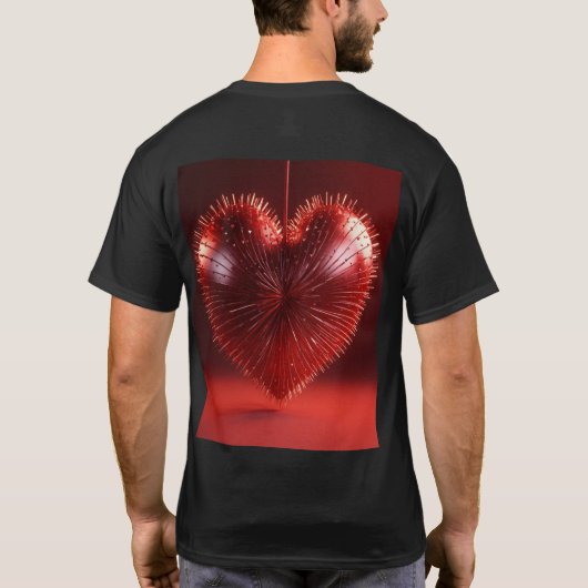 Mooie Spike Heart, 3D render, 8K, donkerrood de T-shirt (Achterkant)