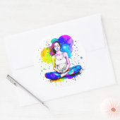 Mooie Spirituele Art Lady Mediteren Ronde Sticker (Envelop)