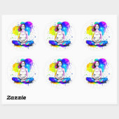 Mooie Spirituele Art Lady Mediteren Ronde Sticker (Vel)