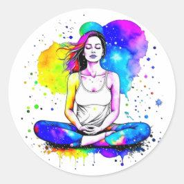 Mooie Spirituele Art Lady Mediteren Ronde Sticker