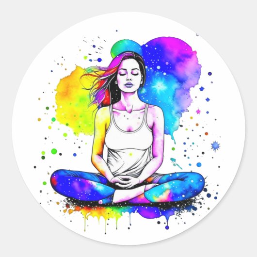 Mooie Spirituele Art Lady Mediteren Ronde Sticker (Voorkant)