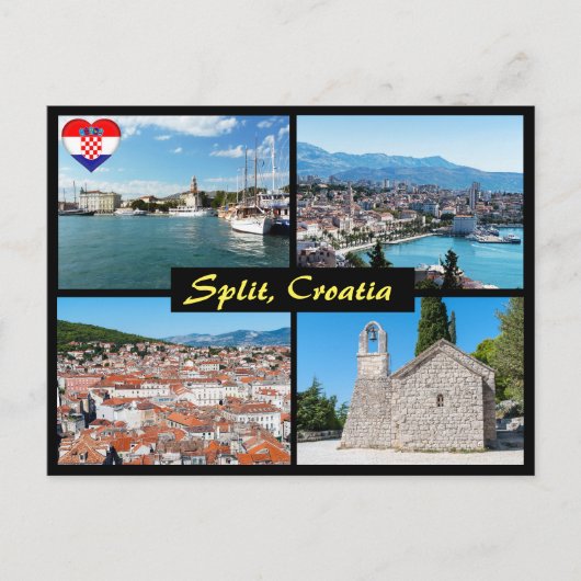 Mooie Split landmarks - Kroatië, Europa Briefkaart (Voorkant)