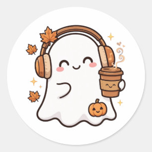 Mooie Spoken Pompoen Hoofdtelefoon Ronde Sticker
