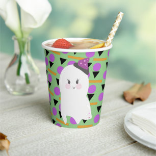 Mooie spook Halloween confetti papieren bekers