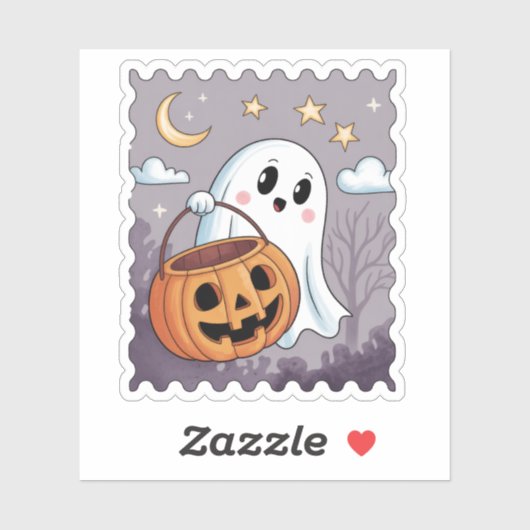 Mooie spook Halloween-postzegel Sticker (Vel)