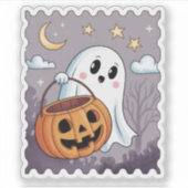 Mooie spook Halloween-postzegel Sticker (Voorkant)