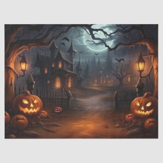 Mooie Spooky Haunted Halloween Decoupage Tissuepapier (Voorkant)