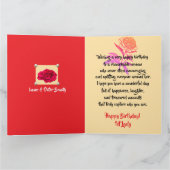 Mooie sprankelende rode roos 1e Lady Verjaardag Kaart (Binnen)