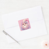 Mooie sprankelende roze gnoom vierkante sticker (Envelop)