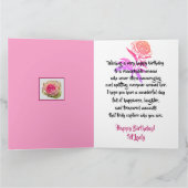 Mooie Sprankelende Roze Rose 1e Dame Verjaardag Kaart (Binnen)