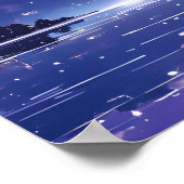 Mooie sprankelende volle maan nacht poster (Hoek)