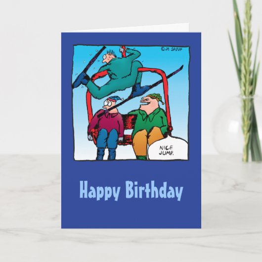 Mooie springen! Skiers Birthday Card Kaart (Voorkant)