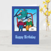 Mooie springen! Skiers Birthday Card Kaart (Gele Bloem)