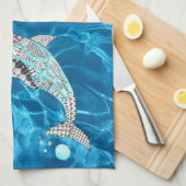 Mooie springende dolfijn 1/2 vouw keukenhanddoek (Quarter Fold)