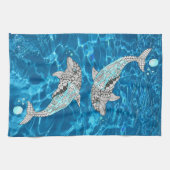 Mooie springende dolfijn 1/2 vouw keukenhanddoek (Horizontaal)