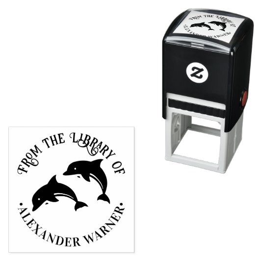 Mooie springende dolfijnen Silhouette bibliotheek  Zelfinktende Stempel (In situ)