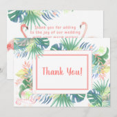 Mooie Sprookje Voor Twee Flamingo Tropische Bloem Bedankkaart (Voorkant / Achterkant)