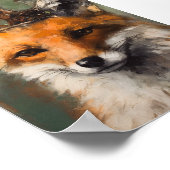 Mooie sprookjesachtige rode vos in een kroon poster (Hoek)