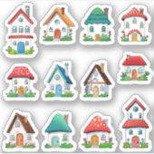 Mooie sprookjeshuizen scrapbooking cartoon huizen sticker (Voorkant)