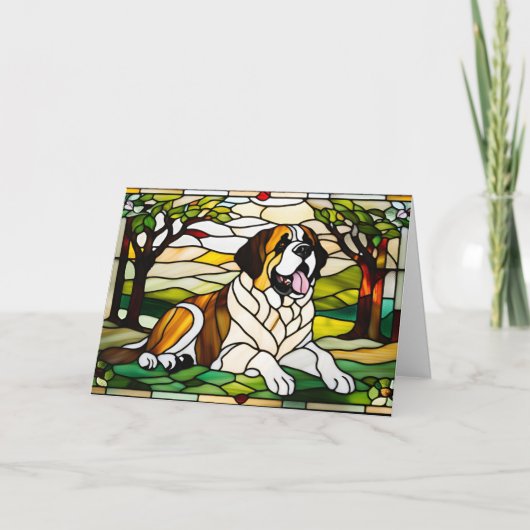 Mooie St. Bernard Glas-in-Lood-Kaart Kaart (Voorkant)