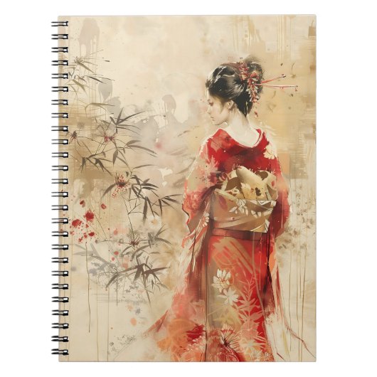 Mooie Staande Geisha Notitieboek (Voorkant)