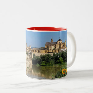 Mooie stad Cordoba in Spanje, reizen Tweekleurige Koffiemok
