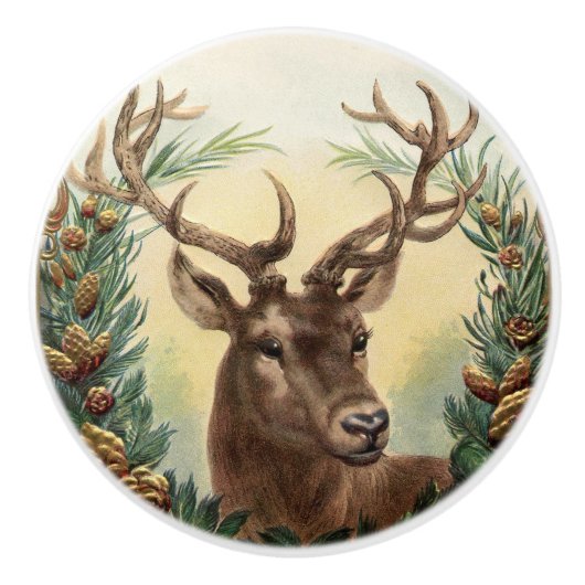 Mooie Stag Deer met majestueuze geweien Keramische Knop (Voorkant)