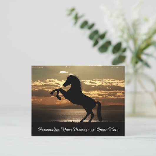 Mooie Stallion Horse op zonsondergang personaliser Briefkaart (Staand voorkant)