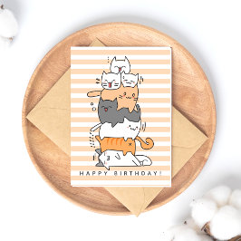 Mooie stapel katten verjaardag briefkaart