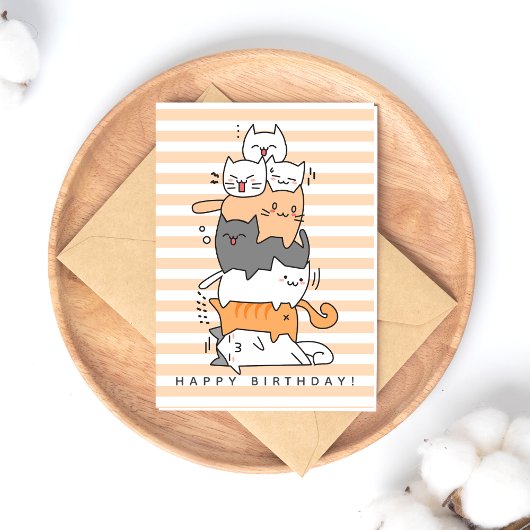 Mooie stapel katten verjaardag briefkaart