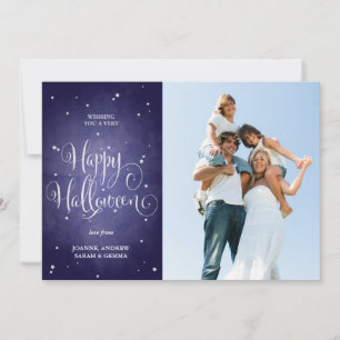 Mooie  Stars Blue Halloween-fotokaart Kaart