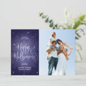 Mooie Stars Blue Halloween-fotokaart Kaart (Staand voorkant)
