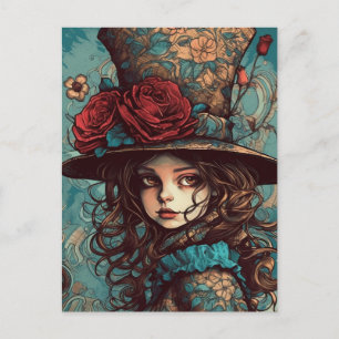 Mooie Steampunk Alice Briefkaart