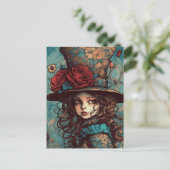 Mooie Steampunk Alice Briefkaart (Staand voorkant)
