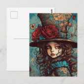 Mooie Steampunk Alice Briefkaart (Voorkant / Achterkant)