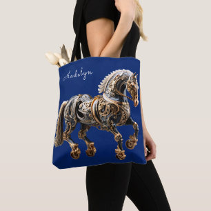 Mooie Steampunk Hengst Goud Zwart Tote Bag