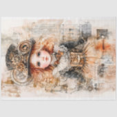 Mooie Steampunk Jong Meisje AN8 Decoupage Tissuepapier (Voorkant)