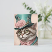Mooie Steampunk Kat Briefkaart (Staand voorkant)