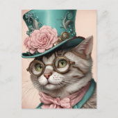 Mooie Steampunk Kat Briefkaart (Voorkant)