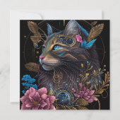 Mooie steampunk Maine Coon met bloemen AI-kunst (Voorkant)