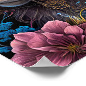 Mooie steampunk Maine Coon met bloemen AI-kunst Poster (Hoek)