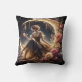 Mooie Steampunk Vrouw op de Maan Kussen (Achterkant)