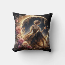 Mooie Steampunk Vrouw op de Maan Kussen