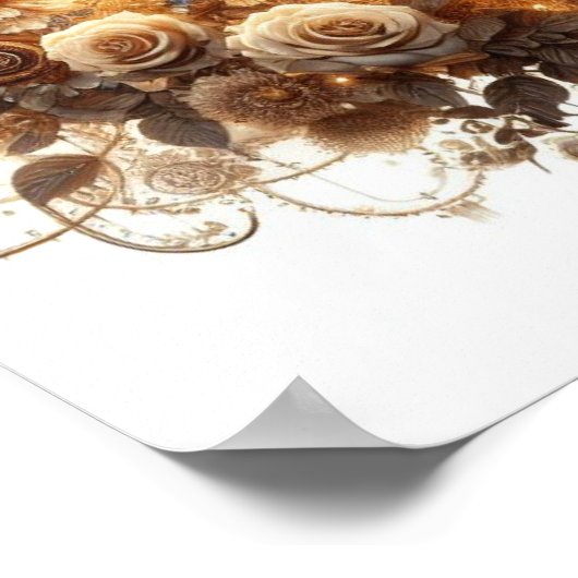 Mooie Steampunk Vrouw op de Maan Poster (Hoek)