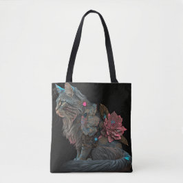 Mooie steampunkkat met roze bloemen tote bag