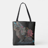 Mooie steampunkkat met roze bloemen tote bag (Achterkant)
