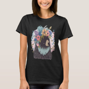 Mooie stekelvarken bloemenkroon waterverf bloemstu t-shirt